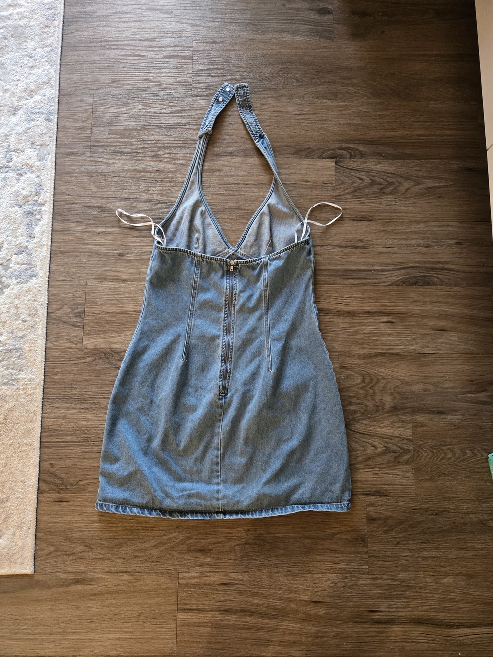 Lulu's Denim Halter Mini Dress in Light Blue - Picture 4 of 9